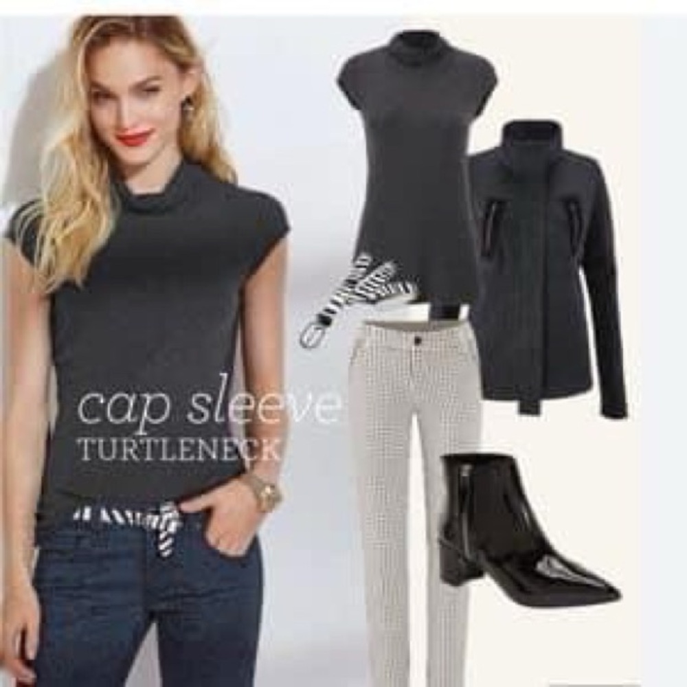 Cap sleeve Turtleneck charcoal L #3632